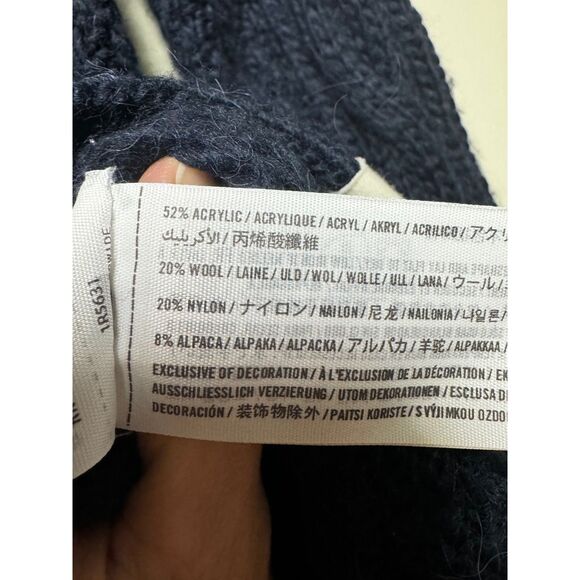 ABERCROMBIE & FITCH Navy Wool/Alpaca Blend Cable Crewneck Sweater, Sz XS - Picture 9 of 10